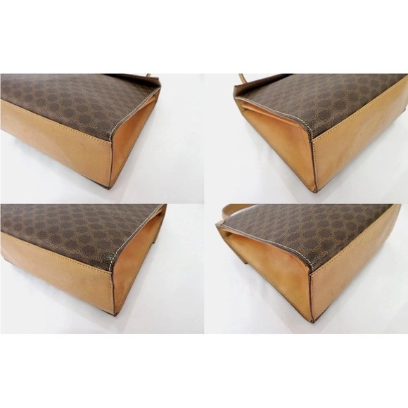 Celine Tan and Brown Patterned Satchel - Picture 5 of 11